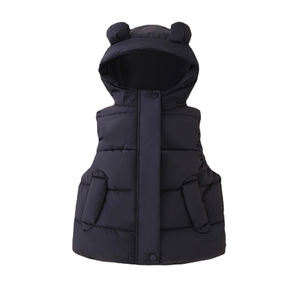 Si mignon bébé garçons filles à capuche vers le bas gilet hiver léger <span class=keywords><strong>sans</strong></span> manches oreilles d'ours fermeture éclair veste - Product Image 1