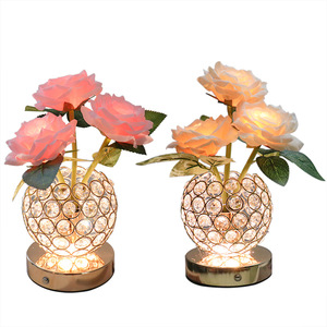 Adorno de lámpara, maceta de cristal Rosa creativa, lámpara de ambiente, decoración de mesa, regalo Uionen 2167 - Product Image 4