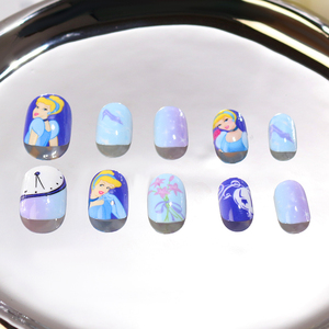 Haute qualité <span class=keywords><strong>Anime</strong></span> filles presse sur les ongles pour enfants 8 à 9 dessin animé disney princesse enfants ongles bleu foncé mignon personnage <span class=keywords><strong>faux</strong></span> ongles - Product Image 3