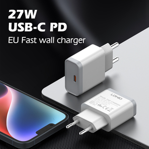 LDNIO Q122 ที่ชาร์จพกพาแบบ Type-C กำลังไฟ 27W รองรับการชาร์จเร็ว ปลั๊ก EU ได้รับการรับรองมาตรฐาน CE รองรับ PD 3.0 สำหรับโทรศัพท์มือถือ พร้อมโลโก้แบบกำหนดเองได้ - Product Image 2
