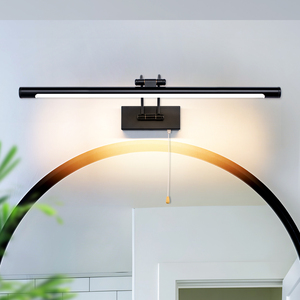 Lámpara de pared interior de tira larga de línea minimalista moderna nórdica, luz de imagen Led negra, interruptor de cable de tracción, luz de espejo impermeable - Product Image 2