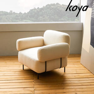 Chaise moderne Japandi en tissu <span class=keywords><strong>Fauteuil</strong></span> rembourré de loisirs pour salon Petit <span class=keywords><strong>fauteuil</strong></span> lounge Teddy Bounce blanc - Product Image 2