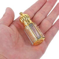 12ml Vis Top Mince Octogone Fantaisie Doré Arabe Oud Attar Parfum Parfum Huile Bouteille En Verre avec Roller Ball et Bâton