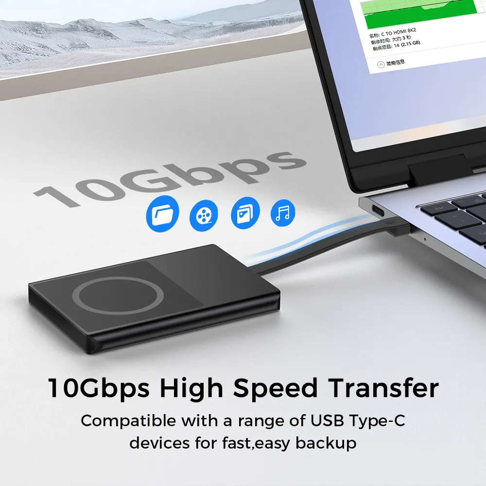 PD100W 외장형 SSD 256GB ~ 2T 2000 Mb/s USB3.2 10Gbps iPhone SSD ProRes 형식의 연속 녹음을위한 자기 인클로저