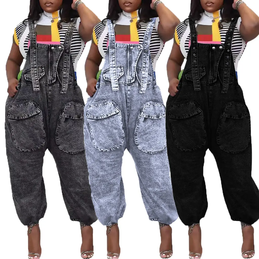 2024 Damen Freizeithosen Hosen neue Streetwear Mode DAMENHOSEN Overall hohe Taille Denim Jeans lockere Hülsenhosen