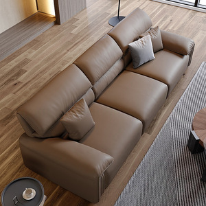 Italian Minimalist Elephant Ear Genuine Leather <b>Sofa</b> 3 4 Seater Straight Light Luxury Living Room Home Couch - Product Image 2