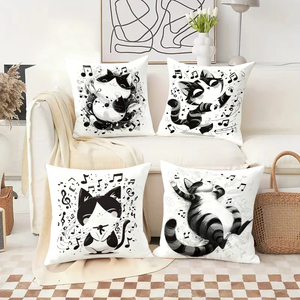 แมวๆ นักดนตรีในหมอนอิงวันหยุดประดับตกแต่งห้องนั่งเล่นแสนอบอุ่นด้วยถุงเท้าคริสต์มาสและเขากวางเรนเดียร์ - Product Image 2