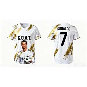 25-26 Cristiano <strong>Ronaldo</strong> Club Commemorative Football Jersey Autumn Sports Dry Quickly Men's T-Shirt Kid's <strong>Clothing</strong> - Product Image 5