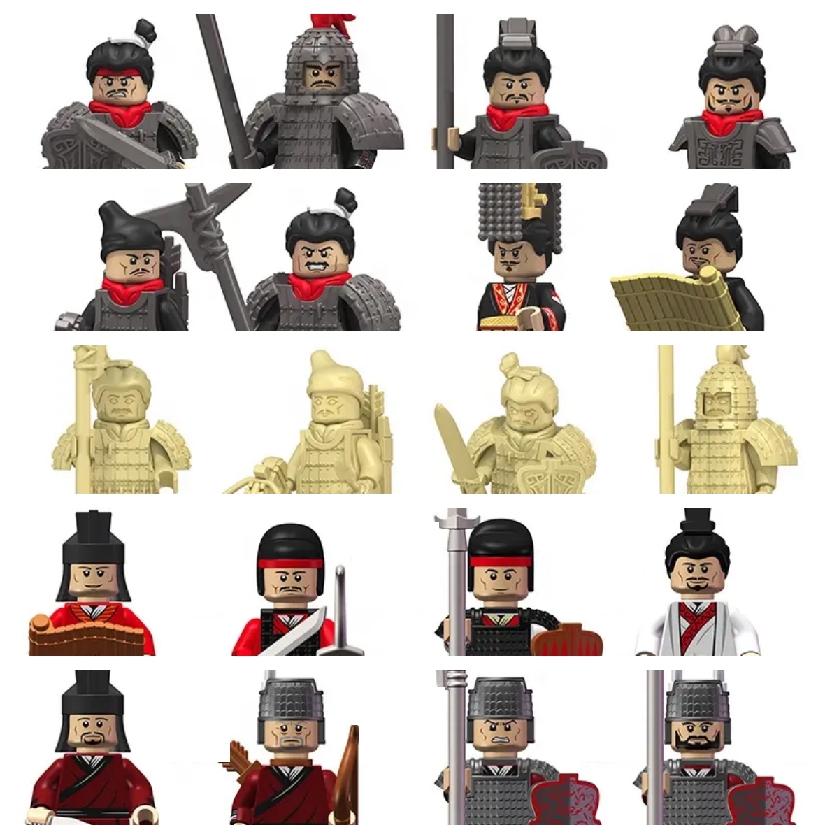 KT1088-1094秦帝国汉代明朝古代士兵将军迷你积木儿童男孩玩具|