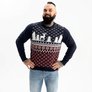 Pull en tricot de laine/polyester anti-rides et anti-rétrécissement de luxe 2025 pour homme, coupe ajustée, design confortable, tendance automne-hiver, OEM - Product Image 1