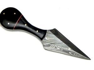 Beau Sizzco fait à la main en acier damas lame fixe chasse Camping Skinner Tanto couteau poignée taureau corne avec bois dur - Product Image 4