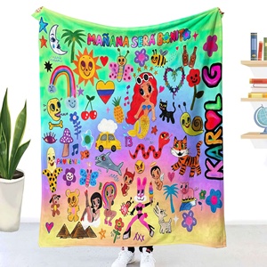 Manta de Franela Personalizada con Sublimación de <span class=keywords><strong>Karol</strong></span> <span class=keywords><strong>G</strong></span>, Modelo Manana Sera Bonito <span class=keywords><strong>Bichota</strong></span>, Novedad 2023, Superventas, para el Hogar y Viajes, para las Cuatro Estaciones - Product Image 1