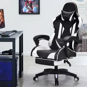 2024 High Quality Pc Racing Gaming Chair Ergonomic Reclining Leather with Footrest Massage Gaming Chair Rgb