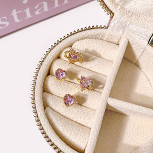 Cute Small Jewelry Pink Stone Zircon Cz Heart <b>Stud</b> <b>Earrings</b> for Girl and Women - Product Image 6