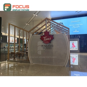 Vitrine à café autoportante avec étagères en verre pour zone de retrait et café commercial - Product Image 5