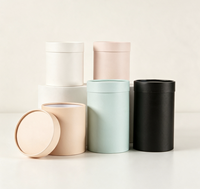 Boîte à fleurs miniatures rigides en promotion, finition brillante, emballage cylindrique biodégradable en carton, doublure en éponge, fermeture magnétique