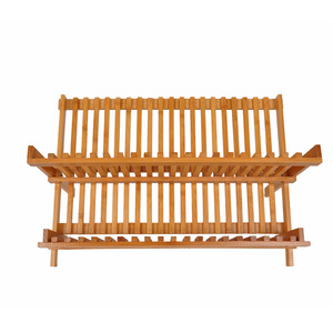 ชั้นวางจานไม้ไผ่แบบสองชั้น พับได้ สำหรับเก็บจานในครัว ขนาด L - Product Image 3
