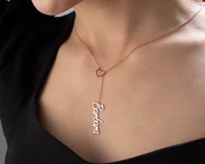 Joyería hecha a mano <span class=keywords><strong>DY</strong></span>, collar de Lariat personalizado, regalo de cumpleaños del Día de la madre, collar con nombre de corazón personalizado - Product Image 5