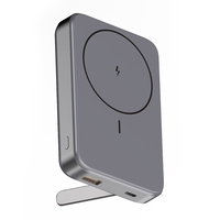 Batterie externe magnétique sans fil 10000 mAh - Charge rapide QC 22,5 W, chargeur portable avec support en alliage d'aluminium et sortie sans fil 15 W