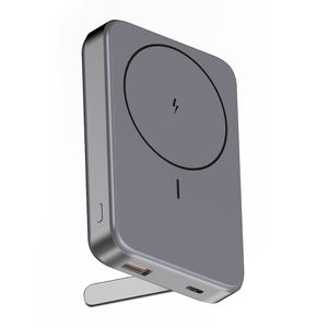 Banco de Energía Inalámbrico Magnético de 10000 mAh - Cargador Portátil de Carga Rápida QC de 22.5 W con Soporte de Aleación de Aluminio y Salida Inalámbrica de 15 W - Product Image 3