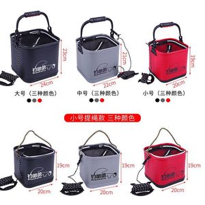 Diaohaha EVA Folding Fishing Bucket 20cm 24cm <b>Thick</b> Bottom With <b>Rope</b> Multi Purpose Live Fish Tackle Storage - Product Image 1