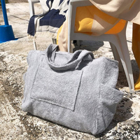 Premium de luxe pour les sacs de rangement de voyage pour femmes en tissu éponge rose Logo brodé Portable éponge plage épaule à la mode