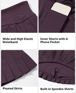 Falda Deportiva para Mujer, Leggings de Cintura Alta, Plisada, para Tenis, Mini Falda con Forro, Control de Abdomen, Bolsillos, Elástica en 4 Direcciones - Product Image 5