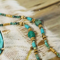 Bracelet en Turquoise Plaqué Or 18K pour Femme, Perles en Acier Inoxydable, Pierre Naturelle, Style Bohème Ethnique, Cadeau Quotidien, Vente en Gros, Personnalisable