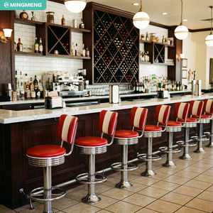Retro American Diner Furniture Red White PU Leather Restaurant Booth Seating Chrome Frame Dining Chair <b>Formica</b> Top <b>Table</b> Set - Product Image 6