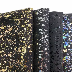 FA-837 Metal irregular spots pattern foil print polyester suede velvet fabric for custom bags shoes