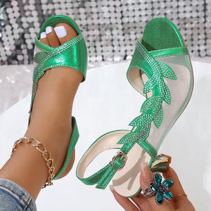 Vendite dirette in fabbrica di <span class=keywords><strong>scarpe</strong></span> con bocca di pesce a rete per donne estive di grandi dimensioni con spazio laterale tacco sottile sandali romani da <span class=keywords><strong>donna</strong></span> - Product Image 3