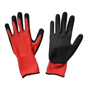 Hot Sale 13 Gauge Polyester Latex Construction Printed Workshop Sandy Finish Safety Gloves For Work