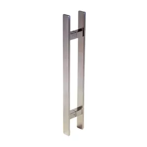 China Traditional Brass Square Tube Square Foot Stainless Steel Glass Door Long Pull Handles