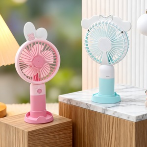 Ventilador de Escritorio Portátil Recargable USB LingPan con Diseño de Dibujos Animados, Soporte para Teléfono, Motor de CC de 5W - Product Image 4