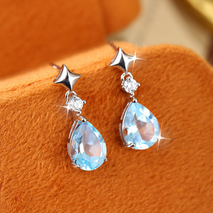 Pendientes de cristal natural con forma de gota de agua, corte pera de 7*9 mm, plata de ley 925, joyería antideslustre para mujer. - Product Image 2