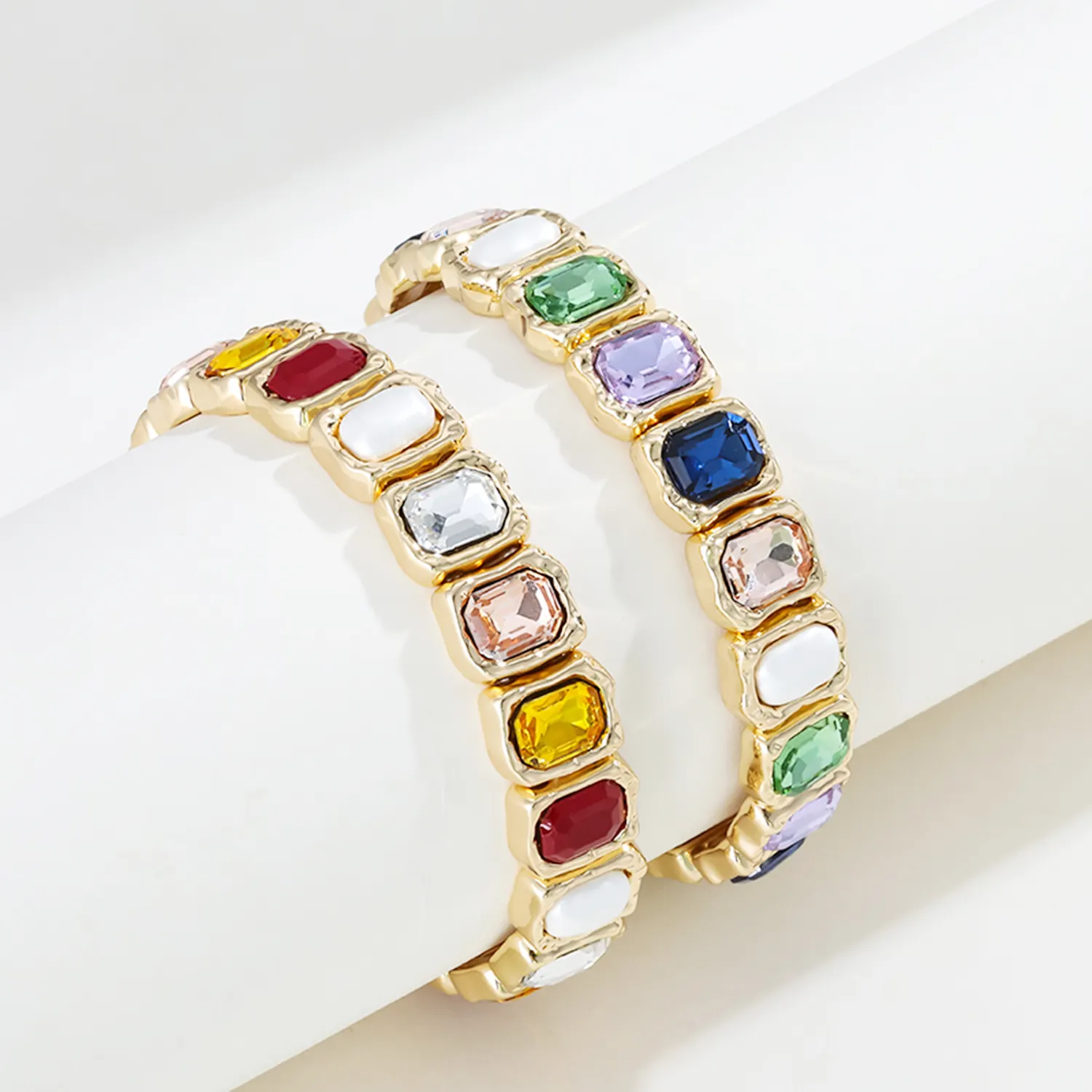 Neuheiten Fine Jewelry Bunte quadratische Strass Kristall Charm Armband für Frauen