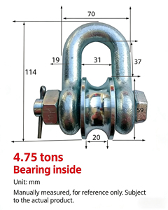 Poulie de levage marine avec manille, 3 tonnes, 4 tonnes, robuste - Product Image 4