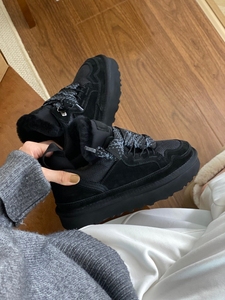 Bottes de <span class=keywords><strong>neige</strong></span> UGS en peau de mouton de haute qualité 2026 avec doublure en cuir véritable, laine et fourrure, antidérapantes, à lacets, chaudes, pour l'hiver - Product Image 6