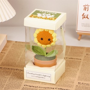 Lámpara de noche de girasol de ganchillo hecha a mano, decoración de maceta con simulación de tulipán, regalo festivo, producto terminado. - Product Image 6