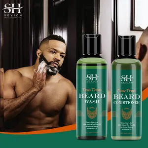 Natural Organic Vegan Men Grooming Beard Care Set For Facial Hair Daily Care Beard Growth Oil Balm Wash Gel Kit