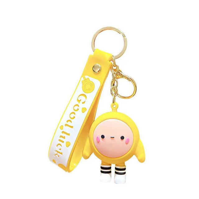 Cute internet celebrity cartoon three-dimensional egg shaped doll keychain, car backpack pendant, keychain gift