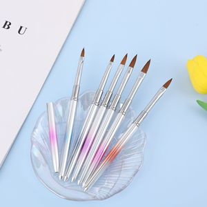 Pinceau à ongles avec manche métallique, stylo de sculpture en cristal, poils synthétiques, gel acrylique, outil de sculpture pour manucure, décoration d'ongles en salon - Product Image 1