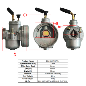 Carburateur de moto de Style BIN haute Performance 17mm pour carburateur de Style BIN SRC 1/17/54 KREIDLER <span class=keywords><strong>TUNTURI</strong></span> BIN - Product Image 2