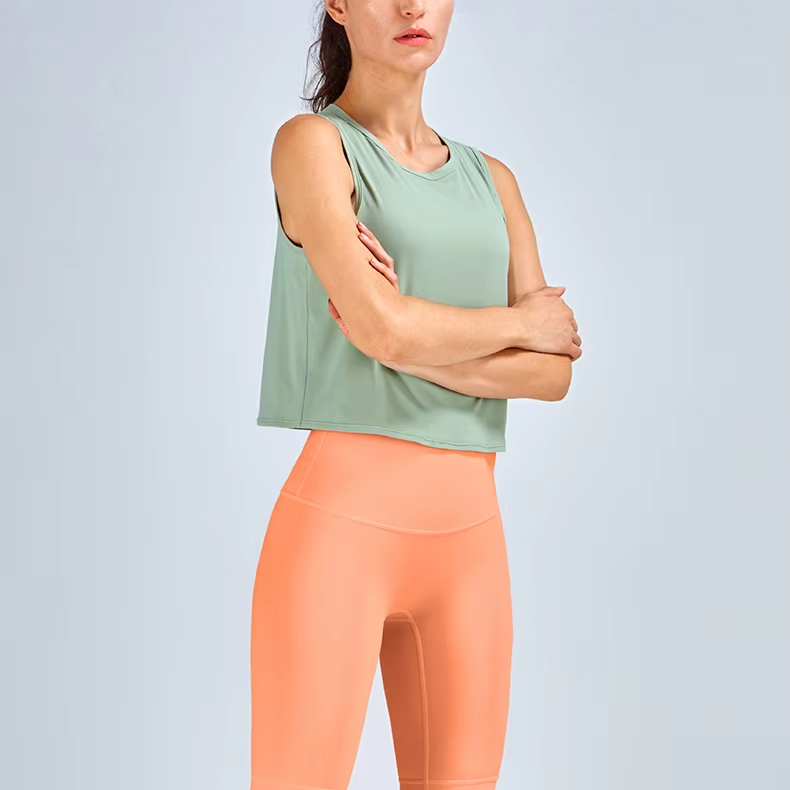 High Quality Lightweight Quick Dry Women's Yoga Training Sports Vest Crop T Shirt Breathable Polyester/Spandex Casual Gym