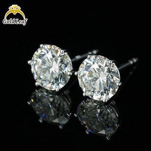 Pendientes de Diamantes de Corte Brillante, Cultivados en Laboratorio, HPHT CVD, Oro de 14K, Personalizados, con Certificado IGI, Diseño de 6 Garras, con <span class=keywords><strong>Tornillo</strong></span>, para Mujer, 1-3CT, con Hoja de Oro - Product Image 1