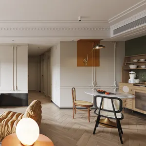 कस्टम प्लाईवुड मेलामाइन पूर्ण फ्लैट ड्राइंग रूम सेट डिजाइन लकड़ी आधुनिक लक्जरी रसोई कैबिनेट