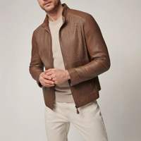 Veste en cuir de style anglais de haute qualité pour hommes, coupe slim, à carreaux, réversible avec fermeture éclair, pour l'automne et l'hiver