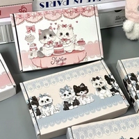 Boîte d'expédition personnalisable Lolita en dentelle, motif chat et chien de dessin animé, imprimé animalier, matériaux recyclés, écologique, pour cartes photo