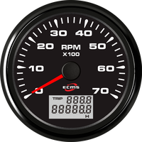 Tachometer RPM Mesin Kapal 85mm dengan Pengukur Jam LED 0-7000 RPM 12V/24V dengan Lampu Latar