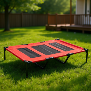 Cama Elevada para Mascotas, 48 x 46 Pulgadas, Marco de Metal, Cama Plegable para Perros, Transpirable, Refrescante para el Verano, Roja, Talla XL - Product Image 2